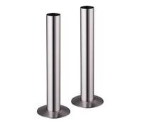 Go Bathrooms Satin Nickel Radiator Pipe 130mm x 18mm Pipe Cover Collar Sleeves Brass Radiator Pipe Covers and Floor Ring