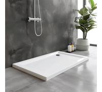 Go Bathrooms Shower Tray 1500 x 700mm White Rectangle Shower Tray 40mm Low Profile Enclosure Stone Resin Acrylic Capped Cubicle Tray