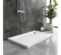Go Bathrooms Shower Tray 1500 x 760mm White Rectangle Shower Tray 40mm Low Profile Enclosure Stone Resin Acrylic Capped Cubicle Tray