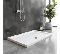 Go Bathrooms Shower Tray 1700 x 800mm White Rectangle Shower Tray 40mm Low Profile Enclosure Stone Resin Acrylic Capped Cubicle Tray