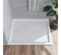 Go Bathrooms Shower Tray 900 x 760mm White Rectangle Shower Tray 40mm Low Profile Enclosure Stone Resin Acrylic Capped Cubicle Tray