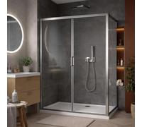 Go Bathrooms Sliding Shower Door 1200mm Chrome Glass Screen | Modern chrome bathroom sliding shower door with 6mm toughened safety glass screen.