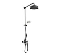 Go Bathrooms Thermostatic Dual Shower Exposed Valves Traditional Style Riser Slide Rail Kit Twin Shower Head Matt Black - Hilton