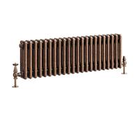 Go Bathrooms Traditional 3 Column Radiator 300x1010mm Copper | Cast iron style horizontal radiator for central heating. Features 3 column panels with an antique copper finish.