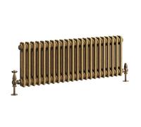 Go Bathrooms Traditional Double Column Radiator 300mm x 1010mm Antique Brass Finish 2 Column Panels Designer Cast Iron Style Radiator Central Heating | Clover