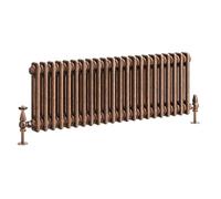 Go Bathrooms Traditional Double Column Radiator 300mm x 1010mm Antique Copper Finish 2 Column Panels Designer Cast Iron Style Radiator Central Heating | Clover