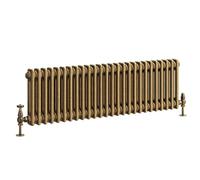 Go Bathrooms Traditional Double Column Radiator 300mm x 1190mm Antique Brass Finish 2 Column Panels Designer Cast Iron Style Radiator Central Heating | Clover