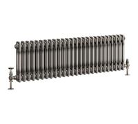 Go Bathrooms Traditional Double Column Radiator 300mm x 1190mm Raw Metal Finish 2 Column Panels Designer Cast Iron Style Radiator Central Heating | Clover