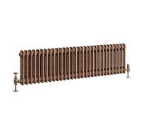 Go Bathrooms Traditional Double Column Radiator 300mm x 1370mm Antique Copper Finish 2 Column Panels Designer Cast Iron Style Radiator Central Heating | Clover