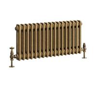 Go Bathrooms Traditional Double Column Radiator 300mm x 785mm Antique Brass Finish 2 Column Panels Designer Cast Iron Style Radiator Central Heating | Clover