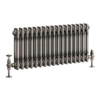 Go Bathrooms Traditional Double Column Radiator 300mm x 785mm Raw Metal Finish 2 Column Panels Designer Cast Iron Style Radiator Central Heating | Clover