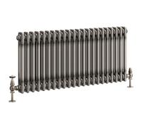 Go Bathrooms Traditional Double Column Radiator 400mm x 1010mm Raw Metal Finish 2 Column Panels Designer Cast Iron Style Radiator Central Heating | Clover