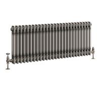 Go Bathrooms Traditional Double Column Radiator 400mm x 1190mm Raw Metal Finish 2 Column Panels Designer Cast Iron Style Radiator Central Heating | Clover