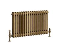 Go Bathrooms Traditional Double Column Radiator 400mm x 785mm Antique Brass Finish 2 Column Panels Designer Cast Iron Style Radiator Central Heating | Clover