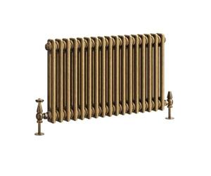 Go Bathrooms Traditional Double Column Radiator 400mm x 785mm Antique Brass Finish 2 Column Panels Designer Cast Iron Style Radiator Central Heating | Clover