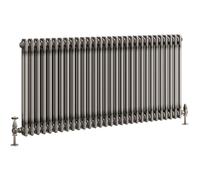 Go Bathrooms Traditional Double Column Radiator 600mm x 1370mm Raw Metal Finish 2 Column Panels Designer Cast Iron Style Radiator Central Heating | Clover