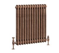 Go Bathrooms Traditional Double Column Radiator 600mm x 605mm Antique Copper Finish 2 Column Panels Designer Cast Iron Style Radiator Central Heating | Clover