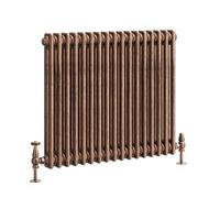 Go Bathrooms Traditional Double Column Radiator 600mm x 785mm Antique Copper Finish 2 Column Panels Designer Cast Iron Style Radiator Central Heating | Clover