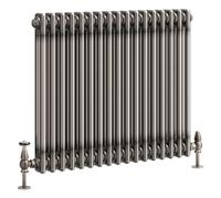 Go Bathrooms Traditional Double Column Radiator 600mm x 785mm Raw Metal Finish 2 Column Panels Designer Cast Iron Style Radiator Central Heating | Clover
