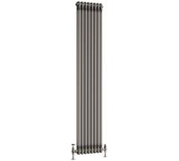 Go Bathrooms Traditional Double Column Radiator Tall Vertical Radiator 1800m x 380mm Raw Metal Finish 2 Column Panels Designer Cast Iron Style Radiator Central Heating | Clover