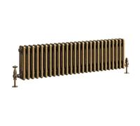 Go Bathrooms Traditional Triple Column Radiator 300mm x 1190mm Antique Brass Finish 3 Column Panels Designer Cast Iron Style Radiator Central Heating | Clover