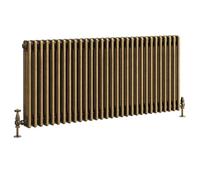 Go Bathrooms Traditional Triple Column Radiator 600mm x 1370mm Antique Brass Finish 3 Column Panels Designer Cast Iron Style Radiator Central Heating | Clover