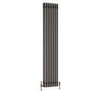 Go Bathrooms Traditional Triple Column Radiator Tall Vertical Radiator 1800m x 380mm Raw Metal Finish 3 Column Panels Designer Cast Iron Style Radiator Central Heating | Clover
