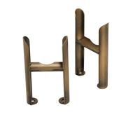 Go Bathrooms Triple Radiator Feet Pair Antique Brass Mount | Heavy-duty floor mounting feet set designed for 3-column cast iron style radiators in antique brass.