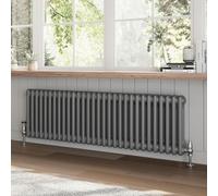 Go Bathrooms Utopia Grey Horizontal Radiator 400 x 1370mm Traditional Cast Iron Style 2 Column Anthracite Central Heating Living Room Radiator