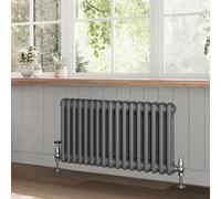 Go Bathrooms Utopia Grey Horizontal Radiator 400 x 785mm Traditional Cast Iron Style 2 Column Anthracite Central Heating Living Room Radiator