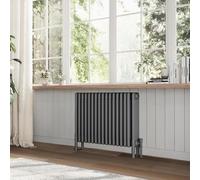Go Bathrooms Utopia Grey Horizontal Traditional 4 Column Radiator 600mm x 785mm Grey Quadruple Radiator Cast Iron Style Central Heating