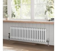 Go Bathrooms Utopia White Horizontal Radiator 300 x 1010mm Traditional Cast Iron Style 2 Column White Central Heating Living Room Radiator
