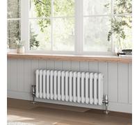 Go Bathrooms Utopia White Horizontal Radiator 300 x 785mm Traditional Cast Iron Style 2 Column White Central Heating Living Room Radiator