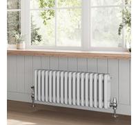Go Bathrooms Utopia White Horizontal Radiator 300 x 785mm Traditional Cast Iron Style Triple Column White Central Heating Living Room Radiator
