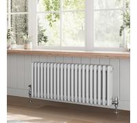 Go Bathrooms Utopia White Horizontal Radiator 400 x 1010mm Traditional Cast Iron Style Triple Column White Central Heating Living Room Radiator