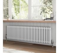 Go Bathrooms Utopia White Horizontal Radiator 400 x 1370mm Traditional Cast Iron Style 3 Column White Central Heating Living Room Radiator