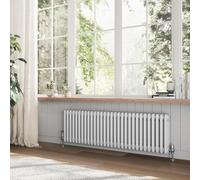 Go Bathrooms Utopia White Horizontal Radiator 400 x 1370mm Traditional Cast Iron Style Triple Column White Central Heating Living Room Radiator