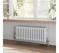 Go Bathrooms Utopia White Horizontal Radiator 400 x 785mm Traditional Cast Iron Style Triple Column White Central Heating Living Room Radiator