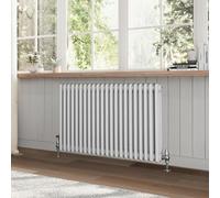 Go Bathrooms Utopia White Horizontal Radiator 600 x 1010mm Traditional Cast Iron Style Triple Column White Central Heating Living Room Radiator