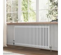 Go Bathrooms Utopia White Horizontal Radiator 600 x 1190mm Traditional Cast Iron Style 2 Column White Central Heating Living Room Radiator