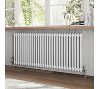 Go Bathrooms Utopia White Horizontal Radiator 600 x 1370mm Traditional Cast Iron Style 2 Column White Central Heating Living Room Radiator