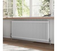 Go Bathrooms Utopia White Horizontal Radiator 600 x 1370mm Traditional Cast Iron Style Triple Column White Central Heating Living Room Radiator