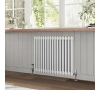 Go Bathrooms Utopia White Horizontal Radiator 600 x 785mm Traditional Cast Iron Style 2 Column White Central Heating Living Room Radiator
