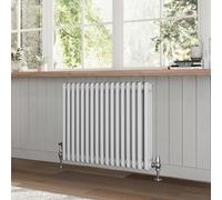 Go Bathrooms Utopia White Horizontal Radiator 600 x 785mm Traditional Cast Iron Style Triple Column White Central Heating Living Room Radiator