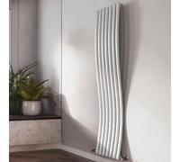 Go Bathrooms Vertical Radiator 1785 x 413mm White Tall Curved Oval Column Single Panel Radiator for Central Heating High Heat Output Modern Wave Design Ideal for Bathrooms, Kitchens & Living Spaces
