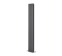 Go Bathrooms Verticalradiator 1800 x 235 Grey Oval Double Column Panel Central Heating Bathroom Grey Kitchen