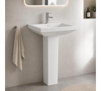 Go Bathrooms White Ceramic Full Pedestal & Basin Square Ceramic Sink