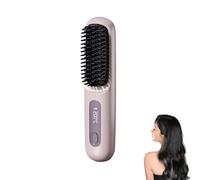 Go Brush Pro - 2025 Cordless Hair Straightener Brush, Portable Mini Hot Comb for Hair Styling, Rechargeable Heated Brush for Travel and Everyday Use (Purple)