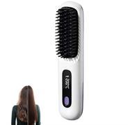 Go Brush Pro 2026, Portable USB Rechargeable, Fast Heating Portable Hair Straightener Comb with 3200mAh Battery & 3 Temperature LCD Display, Fast Heating for Travel, All Hair Types (White)