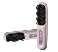 Go Brush Pro Cordless Hair Straightener Brush Mini Electric Anti-Scald Hot Comb with LED Screen Rechargeable Hair Heated Brushes for All Hair Type (Purple)
